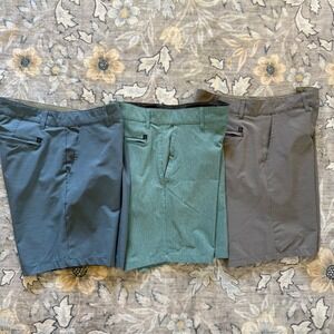 3 prs! Burnside Shorts Mens 36 Blue Green Gray Lot of 3 Performance Activewear
